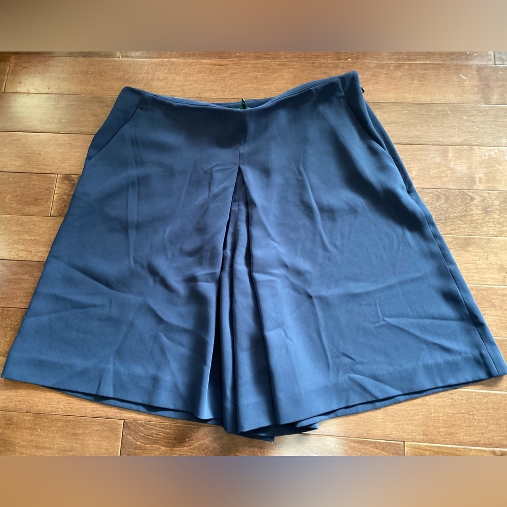 Ralph Lauren Blue Culottes Solid Women Dress Shorts Pants Sz 12P Navy Blue